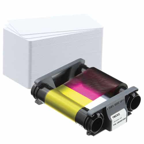 Folia kolorowa  YMCKO 100 wydruków/rolka + 100 kart PVC 0,76 mm
